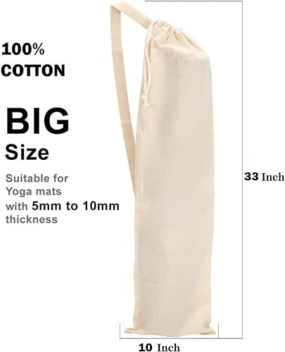 Mayatra's Organic Large Yoga Mat Tote Bag Cover -100% Cotton Lightweight,Washable Yoga Dust Bag With Adjustable Strap Unisex - color: Plain