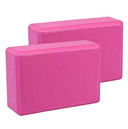 EXERZ Yoga Blocks 2 pack, Gym Blocks, Exercise Workout Fitness Bricks, Pilates Stretch Handstand Non-Slip - color: Pink