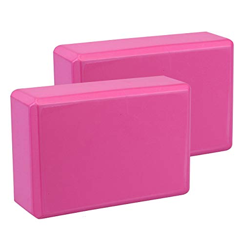 EXERZ Yoga Blocks 2 pack, Gym Blocks, Exercise Workout Fitness Bricks, Pilates Stretch Handstand Non-Slip - color: Pink