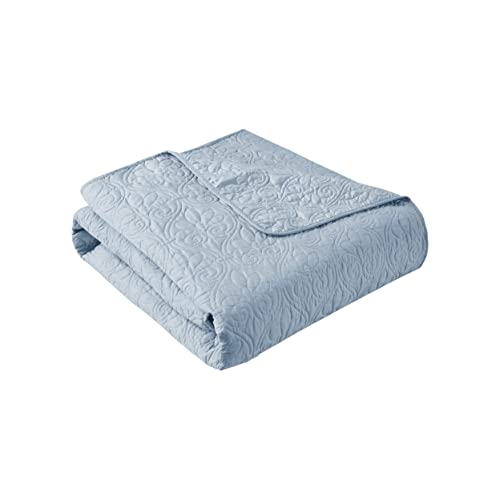 Madison Park Damask Quilting Design Throw Blanket, 60"x70" - color: Blue, size: 60"x70"