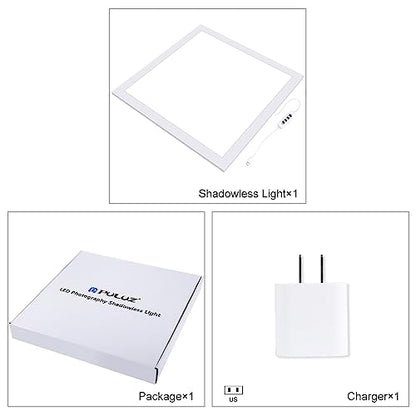 PULUZ Photo Studio Fill Light LED Shadowless Light Panel 15in X 15in / 38 x 38cm Dimmable Photography Softbox Bottom Light for Food Jewelry Cosmetic Crafts US Plug - size: 15*15 Inch