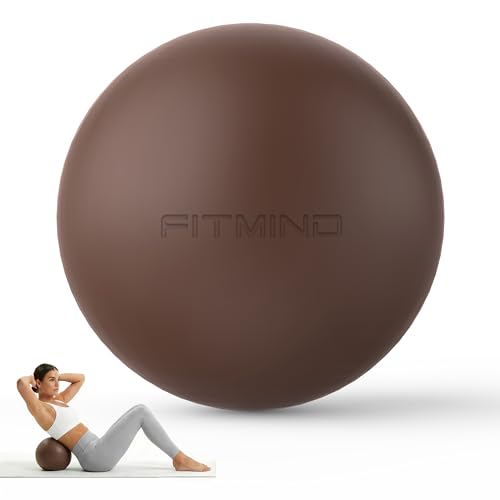 Pilates Ball 8 inch, Small Yoga Ball Extra Thick, Mini Pilates Ball with Pump, Non-Slip Surface Small Exercise Ball for Physical Therapy, Stretching, Strength & Core Training - color: Brown Coffee