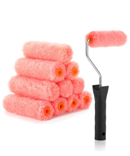 Bates- Paint Rollers, 4 inch Paint Roller with 10 Covers, Wall Painting Tool - color: Orange, size: 4 inch Paint Roller+10 Covers