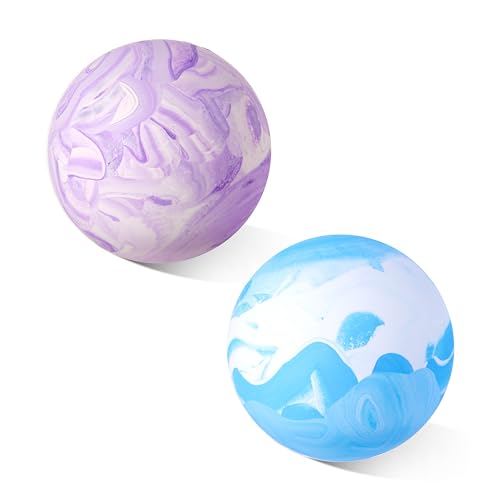 Massage Lacrosse Balls 2 Pack, Rubber Trigger Point Therapy Balls for Deep Tissue Myofascial Release, Plantar Fasciitis & Muscle Soreness Relief, Portable Pain Relief Tool (Purple and Blue) - color: Purple and Blue