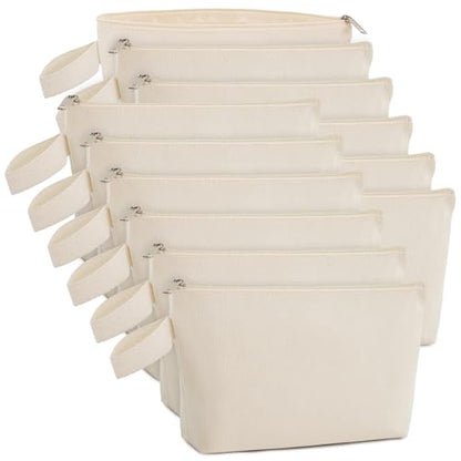 Canvas Zipper Pouch Bulk, Blank DIY Craft Case Blank Makeup Bag, Canvas Pencil Pouch Cosmetic Bag Multi-Purpose Travel Toiletry Zipper Bags (Beige, S, 9x4.7x1.5'') - color: Beige Beige, size: S, 9x4.7x1.5''