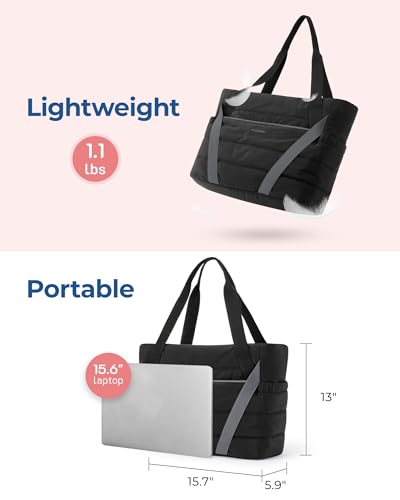 BAGSMART Tote Bag for Women with Zipper and Yoga Mat Straps - color: Camel