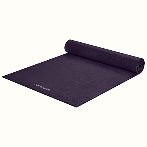 Retrospec Pismo Yoga Mat w/Nylon Strap for Men & Women - Non Slip Exercise Mat for Yoga, Pilates, Stretching, Floor & Fitness Workouts, .5mm Thick, Easy to Clean - color: Eggplant