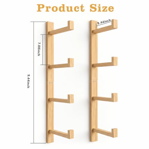 4-Tier Wooden Yoga Mat Holder Wall Mount, Yoga Mat Rack for Home Gym