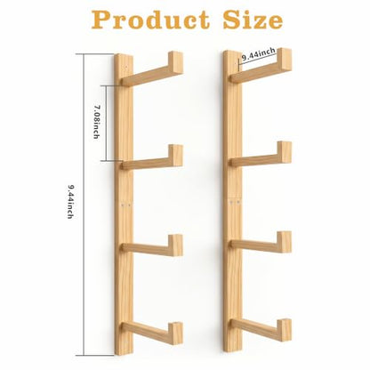 4-Tier Wooden Yoga Mat Holder Wall Mount, Yoga Mat Rack for Home Gym