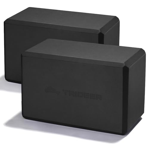 Trideer Yoga Blocks 2 Pack, Soft Non-Slip Foam Blocks with Beveled Edges for Alignment and Stretching in Yoga, Pilates, and Dance - Supportive, Lightweight, Odor Resistant, Latex-Free - color: Black