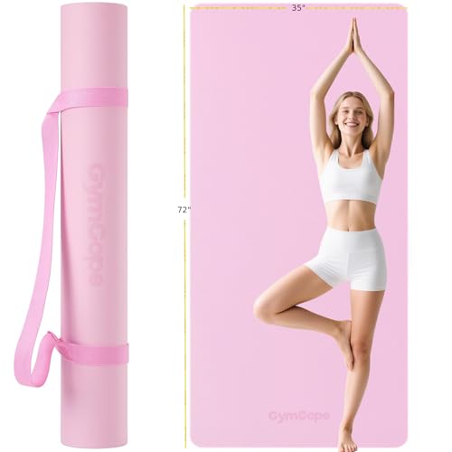 Extra Large Yoga Mat – 72"x48" or 78"x57", 1/4"–1/2" Thick Mat for Women & Men, TPE Non-Slip Pilates Mat for Home Gym, Yoga, Stretching, Meditation - color: Pink, size: 72x35x1/4inch