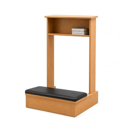 Prayer Kneeler with Book Storage Shelf, Wooden Catholic Prie Dieu Kneeling Bench for Home Altar, Solid Wood Meditation Worship Stool with Thick Padded Cushion(Natural) - color: Natural