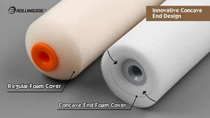 ROLLINGDOG 5PCS 2 inch Mini Foam Paint Roller Covers Set Concave End Design | Fine texture fabric,secure tapered fit,glossy paint effect,fits all paints, smooth surface use,50.8mm size for painters - color: 5pc 2" Paint Roller Set