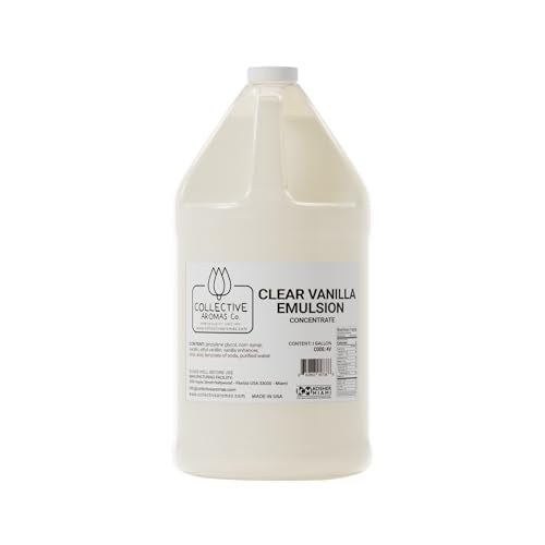 Collective Aromas Co. Clear Vanilla Emulsion for Baking, Clear Vanilla Flavoring for Frosting, Royal Icing, Cookies & Cakes, Heat-Stable Liquid, Alcohol Free, Kosher, 1 Gallon (128 fl oz), Made in USA - size: Clear Vanilla - 1 Gallon (128 fl oz)