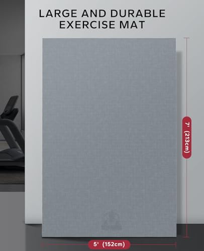 HAPBEAR Large Exercise Mat-6'x4'/7'x5'/6'x8'/6'x9'/6'x10'/6'x12'x 1/3"(8mm) - color: Grey-High Density 7'×5'×⅓"