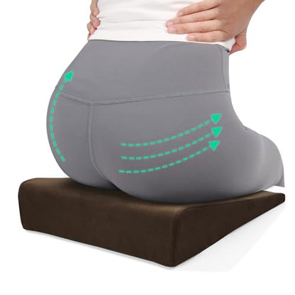 BUYUE Wedge Cushion for Butt Lift Women, Hard-Firm EVA Foam for Lift HIPS Up Fitness Training, Plank Position Mat, Non-Slip Chair Seat Pad, 15.7"x 12.5", Brown - color: Brown