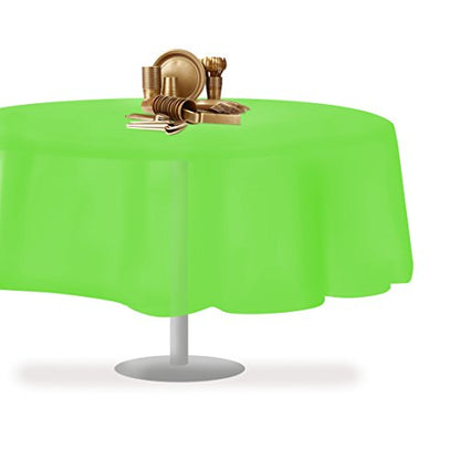 Lime Green 1 Pack Premium Disposable Plastic Tablecloth 84" Inch Round Table Cover - color: Lime Green, size: 1 Pack 84" Round