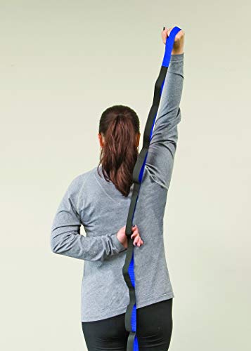 RangeMaster Stretch Strap with Exercise Guide│ Versatile Multi-Loop Strap Perfect for Yoga, Pilates, and Physical Therapy │ Portable │ Helps Improve Flexibility - color: Black & Blue