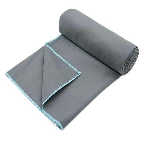 Eunzel Hot Yoga Mat Towel, Ultra-Absorbent Microfiber 72" x 26.5" | Ultra Absorbent Microfiber, Soft Touch Fabric, Quick Dry, Hot Yoga & Pilates, Machine Washable - color: Gray/ Blue