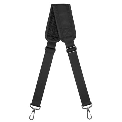 GNEGNI Replacement Shoulder Strap with Fixed Pad, Adjustable Heavy-Duty Crossbody Strap with 360° Metal Swivel Hooks for Laptop, Messenger, Duffel & Tool Bags (Black) - color: Black