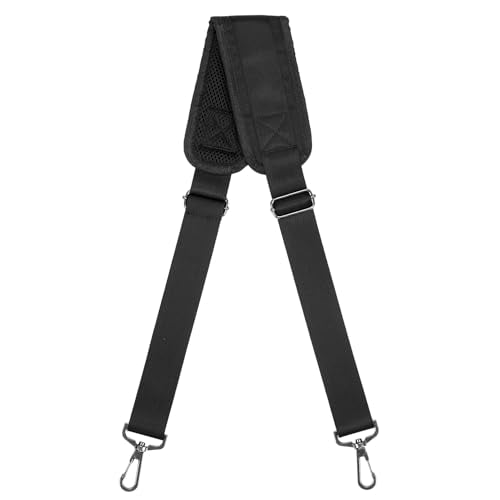 GNEGNI Replacement Shoulder Strap with Fixed Pad, Adjustable Heavy-Duty Crossbody Strap with 360° Metal Swivel Hooks for Laptop, Messenger, Duffel & Tool Bags (Black) - color: Black