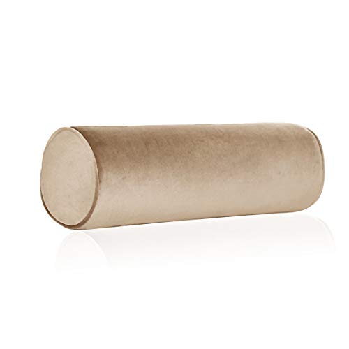 Tinbolunce Memory Foam Roll Pillow for Knee/Leg/Neck - Full Moon Bolster/Round Cylinder Pillow for Sleeping on Side or Back - Removable Cooling Cover Length 18" x 6" Diameter (Saddle Brown) - color: Saddle Brown, size: 18X6