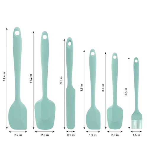 Silicone Spatulas Set, Rubber Spoon Spatula Heat Resistant Spoonula One Piece Design Seamless Spatula Non-Stick Scrapers Baking Mixing Tool (Light Green) - color: Light Green