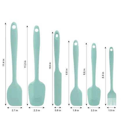 Silicone Spatulas Set, Rubber Spoon Spatula Heat Resistant Spoonula One Piece Design Seamless Spatula Non-Stick Scrapers Baking Mixing Tool (Light Green) - color: Light Green