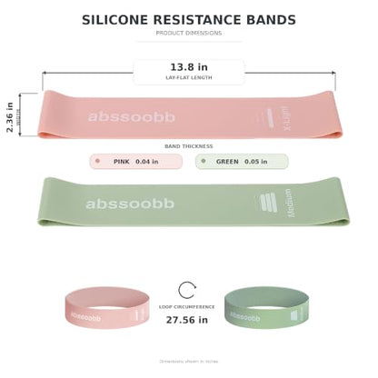 Wide Silicone Booty Bands for Women, 2-Pack Resistance Loops