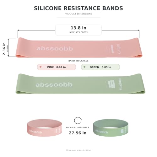 Wide Silicone Booty Bands for Women, 2-Pack Resistance Loops