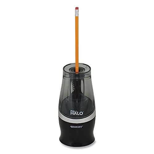Westcott Halo Colored Pencil Non-Stick Electric Sharpener, Ac-Powered, 3.5 X 6.75, Black/Silver