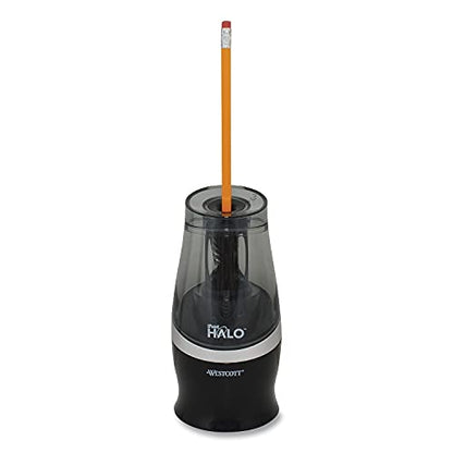 Westcott Halo Colored Pencil Non-Stick Electric Sharpener, Ac-Powered, 3.5 X 6.75, Black/Silver