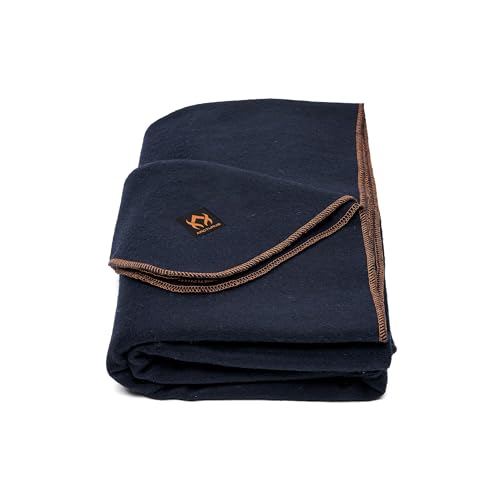 Arcturus Military Wool Blanket - Warm, Thick, Washable - Great for Outdoors, Camping, Stadium Blanket, Picnics, Travel - Car & Bushcraft Survival Kits - color: Navy, size: Twin