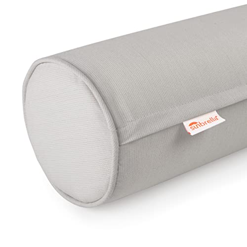 Austin Horn Classics Sunbrella Set of 2 Zippered Neck Bolster Pillow, Made with Sunbrella Fabric, Cylinder Pillows, for Couch & Bed, Decorative Round Throw Pillow, Back & Neck Support (Dove) - color: Dove, size: Medium