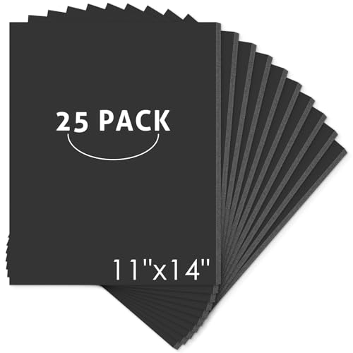 Mat Board Center 11x14x3/16" Black High-Grammage Foam Core Board Pack of 25 | Acid Free, Polystyrene, Warp-Resistant, Double-Sided Foam Poster Board, Easy to Cut & Write for Display, Draw, Crafts & Art - color: Black, size: 11x14