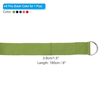 PATIKIL Yoga Strap for Stretching, Cotton Yoga Belt with Adjustable Metal D-Ring Buckle Stretch Bands for Fitness Pilates - color: Dark Green/Dark Purple/Navy Blue/Orange/Fuchsia/White