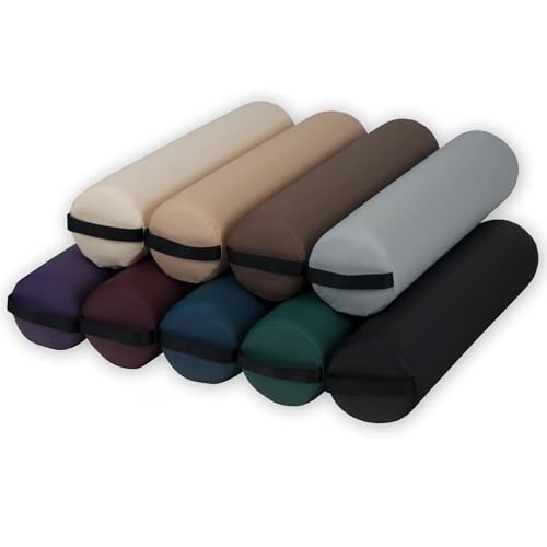 EarthLite Massage Bolster Pillow Full Round – Durable, Easy to Clean 100% PU Upholstery incl. Strap Handle/Professional Quality CFC-Free/Back Pain Relief - color: Black