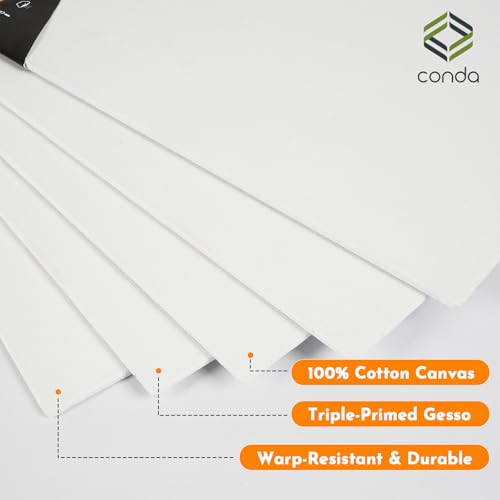 CONDA Canvas Board 8 x 10 inch, 24 Pack Canvases for Painting, 100% Cotton Canvas for Drawing, Gesso Primed Acid-Free, Artist Canvas Panels for Acrylic, Pouring & Oil Painting