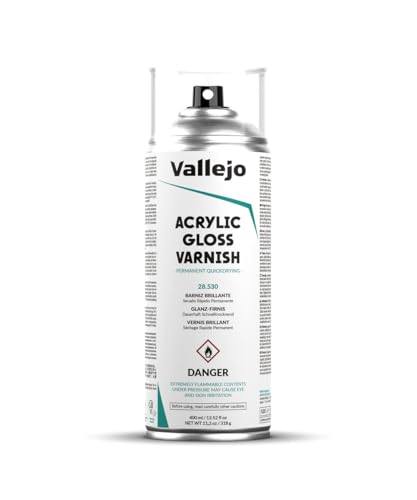 Vallejo - Acrylic Gloss Varnish Spray | Long Lasting Protection | Scratch Resistant & Non-Yellowing | Exterior & Interior Surfaces | 400 ml (13.52 fl.oz.) - style: Acrylic Gloss Varnish Spray 400 ml. (13.52 fl.oz.)
