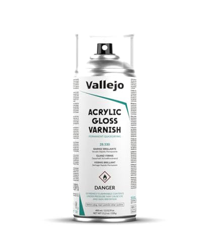 Vallejo - Acrylic Gloss Varnish Spray | Long Lasting Protection | Scratch Resistant & Non-Yellowing | Exterior & Interior Surfaces | 400 ml (13.52 fl.oz.) - style: Acrylic Gloss Varnish Spray 400 ml. (13.52 fl.oz.)