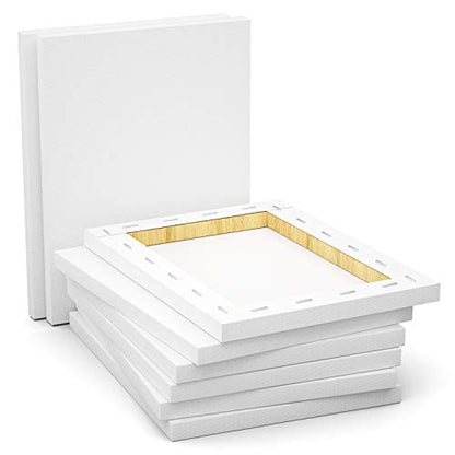 Stretched Canvas, 9x12 Inch Set of 8, Primed White | 100% Cotton Artist Canvas Boards for Painting, Acrylic Pouring, Oil Paint Dry & Wet Art Media - color: White, size: 9"x12"