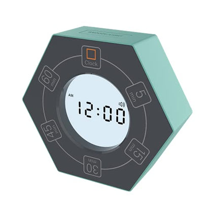 Home & Office Timer with Clock, 5,15, 30, 45, 60 Minute Preset Countdown Timer, Easy-to-Use Time Management Tool (Cyan) - color: Cyan