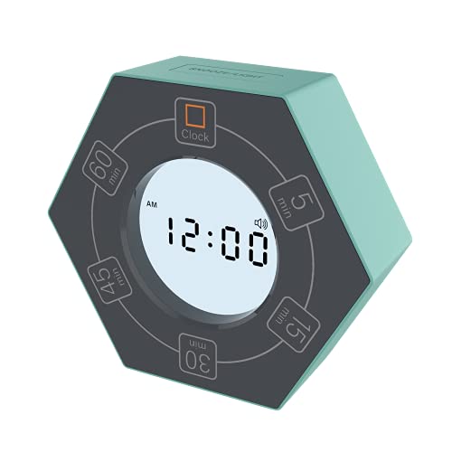 Home & Office Timer with Clock, 5,15, 30, 45, 60 Minute Preset Countdown Timer, Easy-to-Use Time Management Tool (Cyan) - color: Cyan