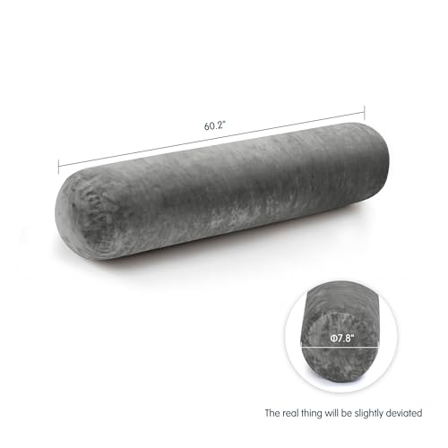 SyMax 7.8"x60" Body Pillow for Queen Bed, Long Round Body Pillow for Adults, Bolster w/Removable Polyester Cover, Headboard Gap Filler Pillow, Dark Grey - color: Dark Grey, size: 60.2 inch
