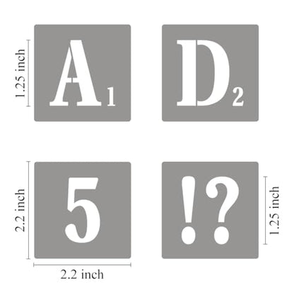 1.25 Inch Letter Stencils for Painting - 42 Pack Scrabble Alphabet Letters Numbers Templates with Signs for Painting, Reusable Scrabble Tiles Stencils for Chalkboard Wood Crafts & Wall Decor - size: 1.25 Inch