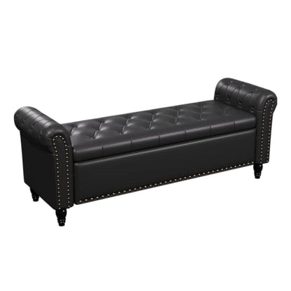 FiveWillowise 65" Bedroom Bench, End of Bed Bench with Storage, Black - color: Black, size: 65-inch