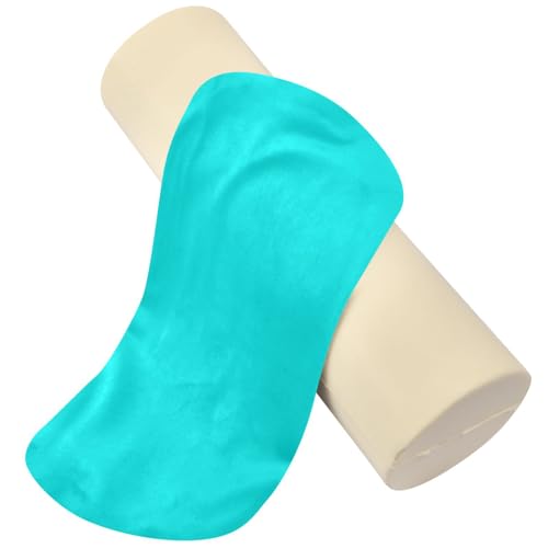 Gredecor Teal Green Neck Pillow with Removable Washable Cover Memory Foam Cervical Roll Neck Pillows for Sleeping Support Bolster Pillow for Bed Back Head Yoga 5.5 x 17 in - color: Teal Green
