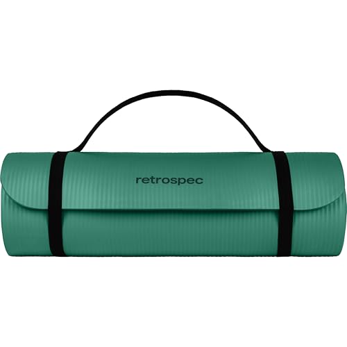 Retrospec Solana Yoga Mat Thick 1/2in Non-Slip Workout Mat with Nylon Strap - 72x24in Exercise Mat for Pilates, Stretching & Fitness - BPA Free, Easy Clean - color: Elm Green