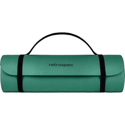Retrospec Solana Yoga Mat Thick 1/2in Non-Slip Workout Mat with Nylon Strap - 72x24in Exercise Mat for Pilates, Stretching & Fitness - BPA Free, Easy Clean - color: Elm Green