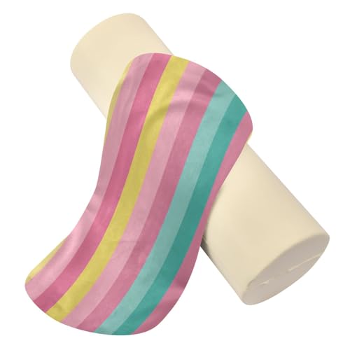 Bolster Pillow Neck Pillow Round Soft Health Memory Foam Pillows Long Cylindrical Body Pillow with Removable Cover Cute Back Yoga Colorful Stripes01 Pattern 17" x 5.5" - color: Colorful Stripes01 Pattern